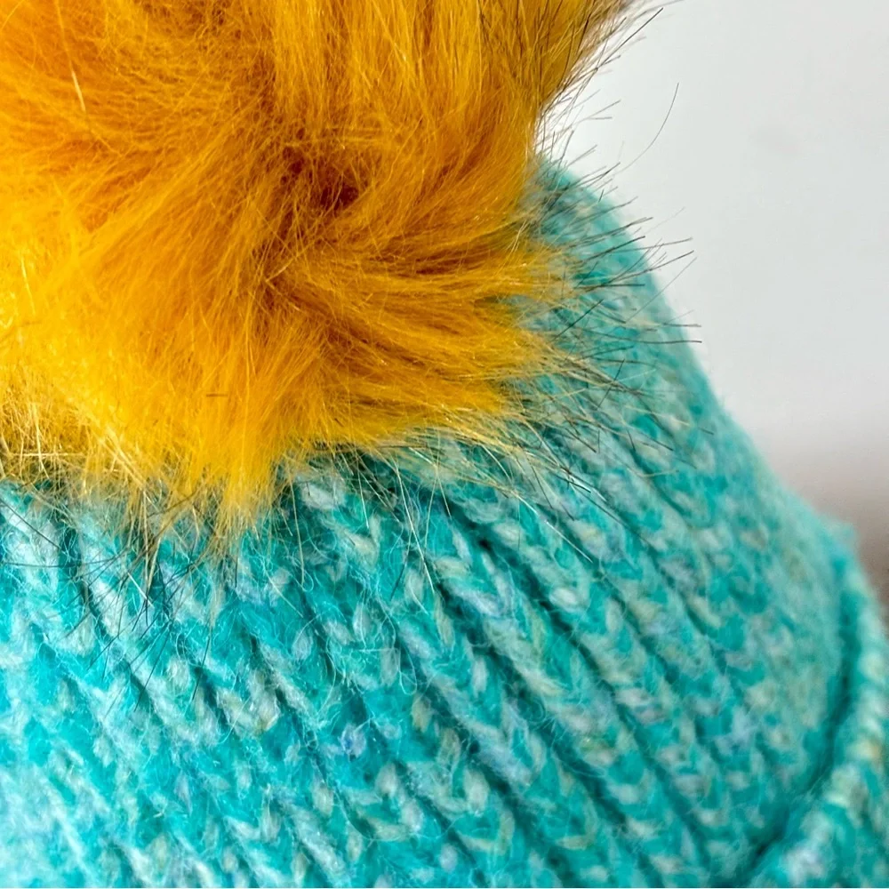 Anthropologie Youth Knit Hat with Faux Fur Pom Pom NEW